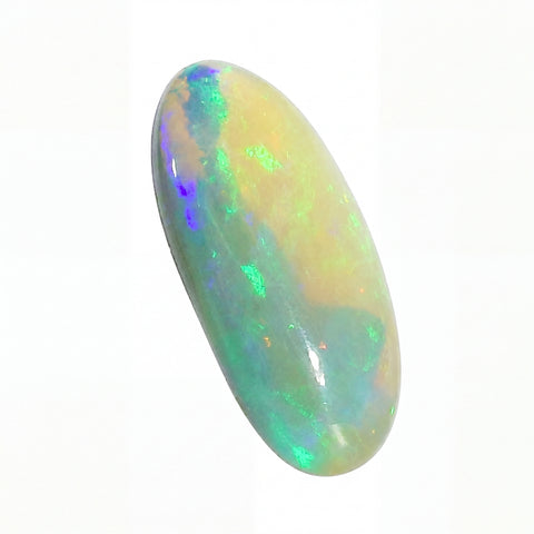 Multicoloured opal stone on a white background