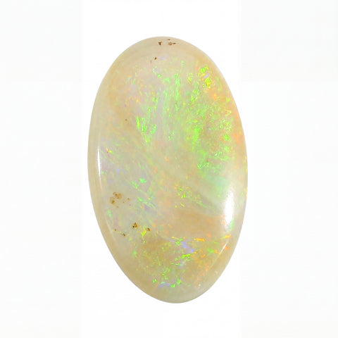 Opal stone with green and white colours on a white background