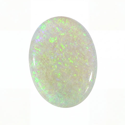 Opal stone with green fluorescence on a white background