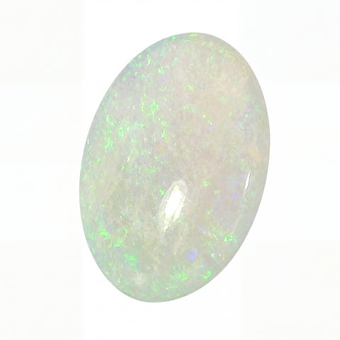 Opal stone with green and white colours on a white background