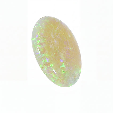 Opal stone with green and white colours on a white background