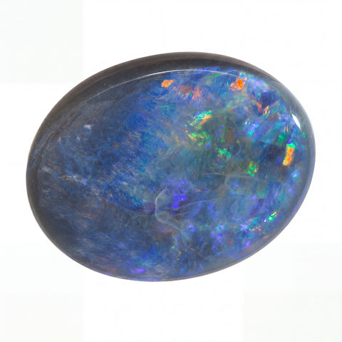 Multicoloured opal stone on a white background