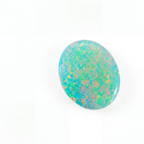 Multicoloured opal stone on a white background