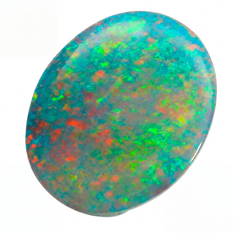 Multicoloured opal stone on a white background