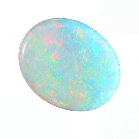 Multicoloured opal stone on a white background