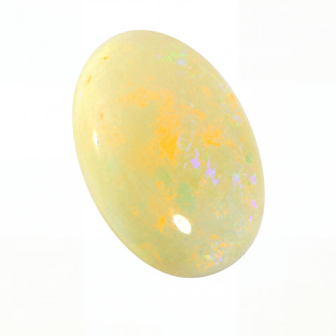 Yellow speckled opal on a white background