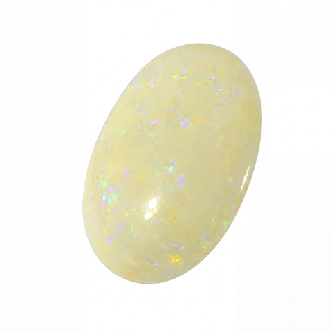 Opal stone with speckled pattern on a white background