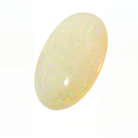 Opal stone with a glossy finish on a white background