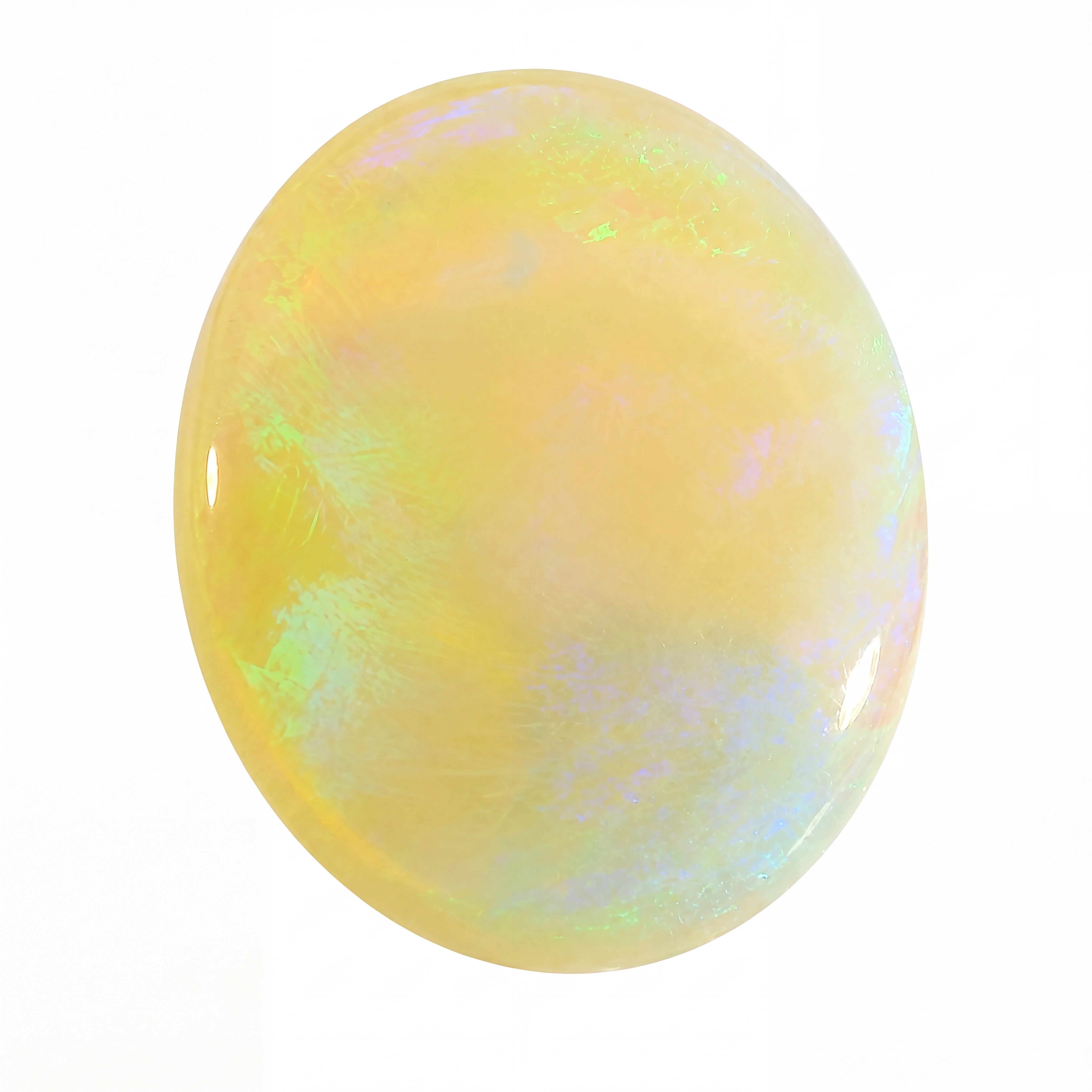 Yellow opal stone on a white background
