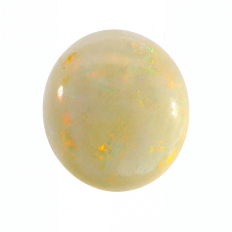 Opal stone with play of colours on a white background
