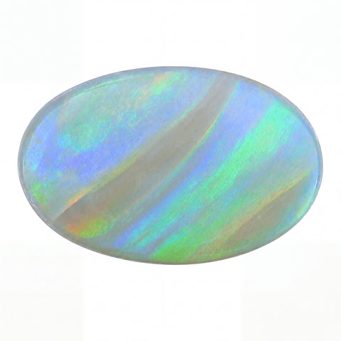 Multicoloured opal stone on a white background