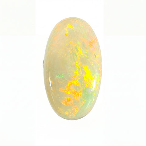 Opal stone with colourful patterns on a white background