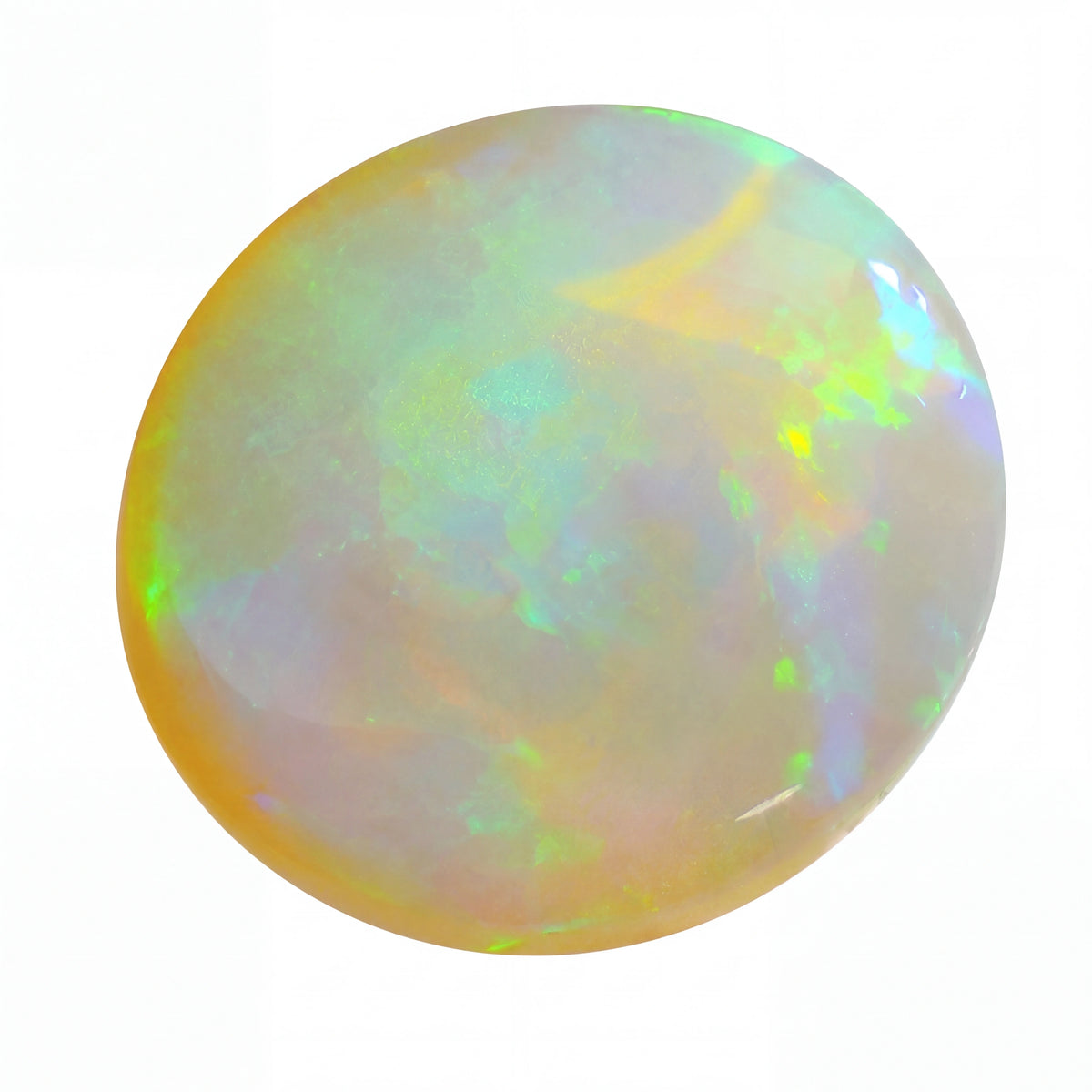 Multicoloured opal stone on a white background