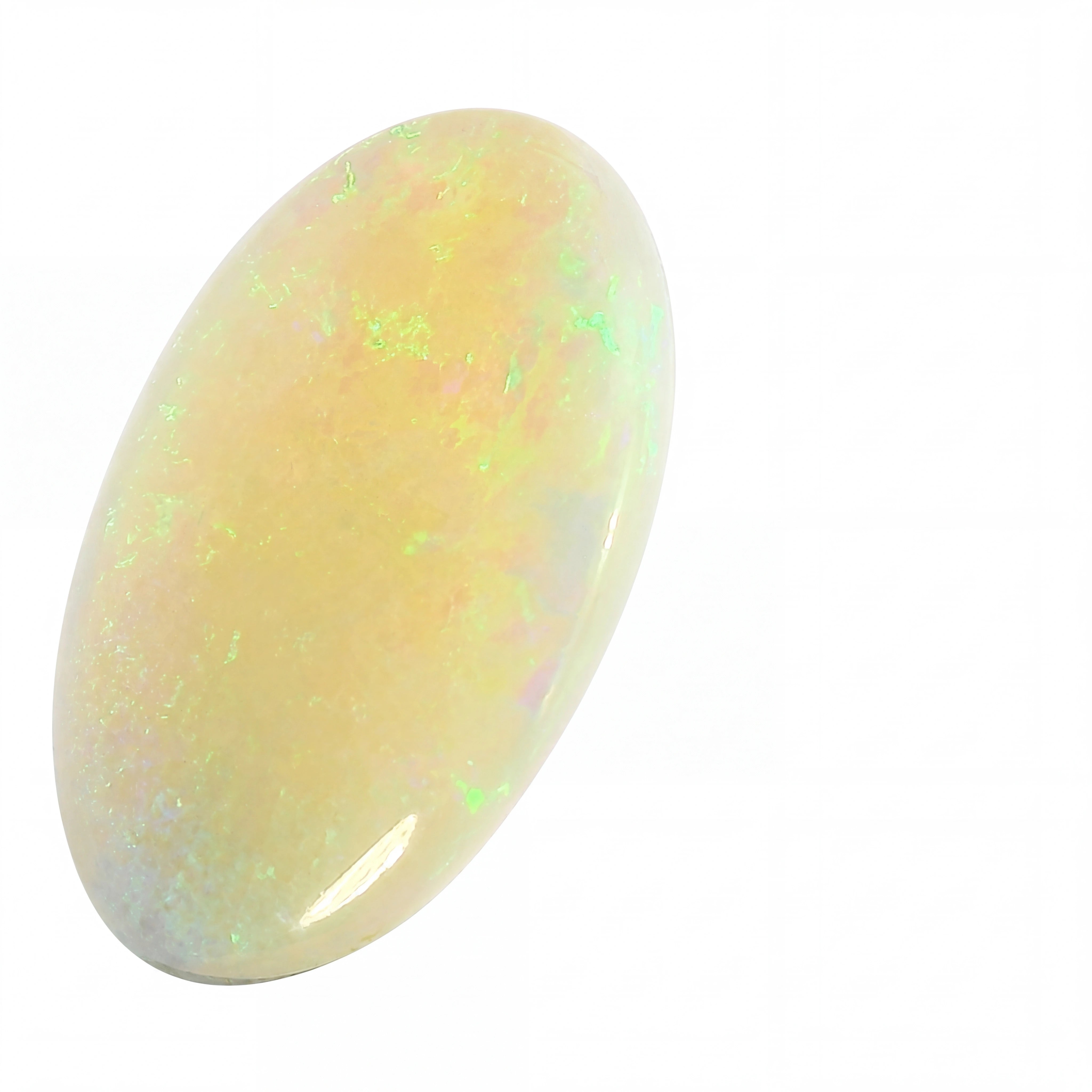 Multicoloured opal stone on a white background