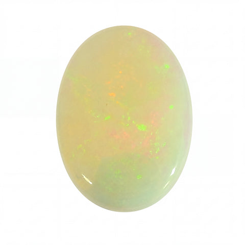 Opal stone with multicolour fluorescence on a white background