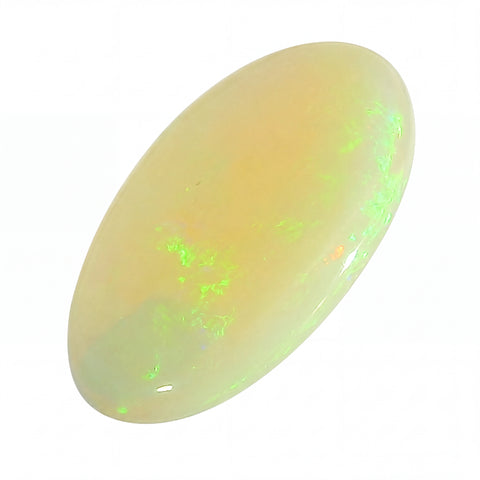 Opal stone with multicolour fluorescence on a white background