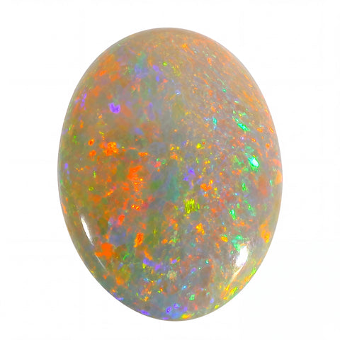 Multicoloured opal stone on a white background