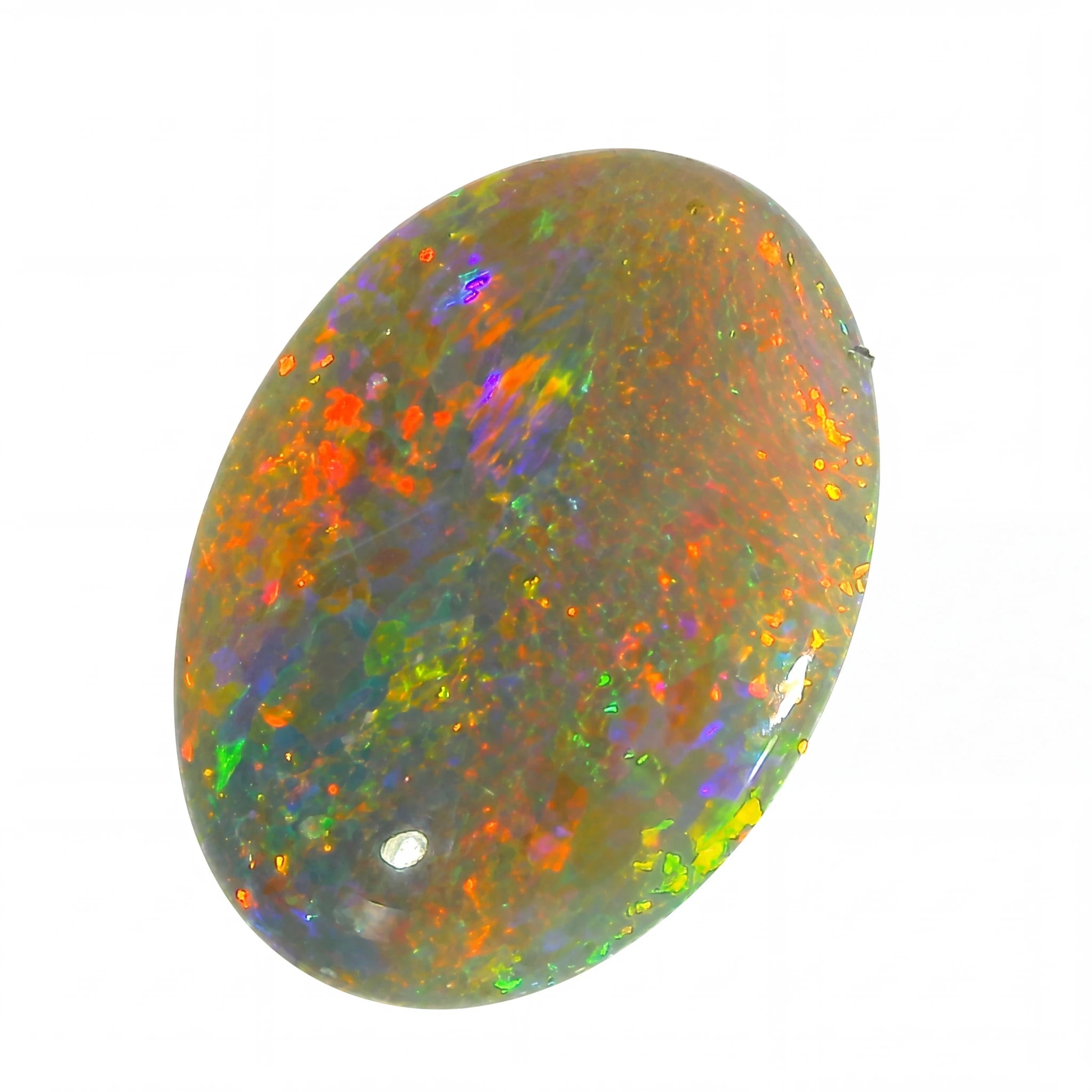 Multicoloured opal stone on a white background