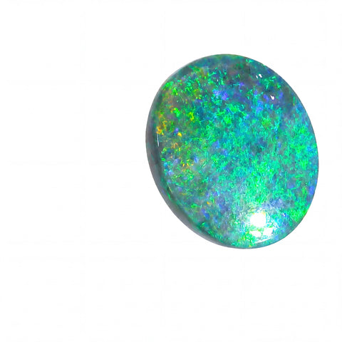 Multicoloured opal stone on a white background