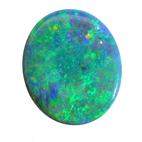 Multicoloured opal stone on a white background