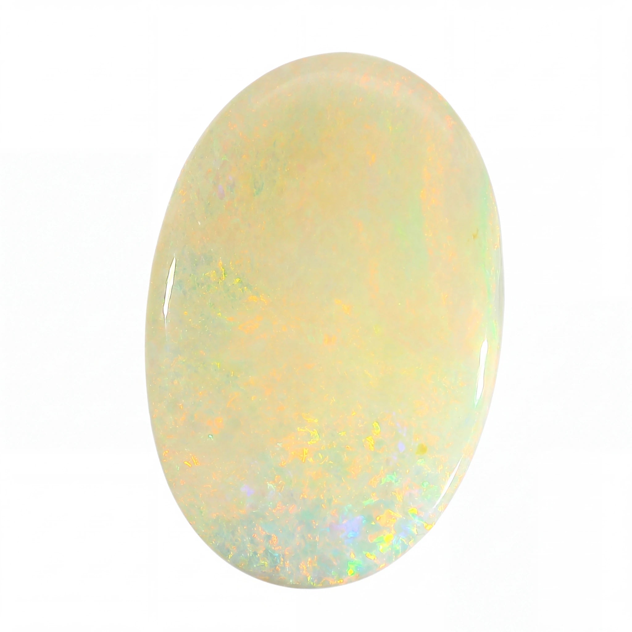 Opal stone with a white background