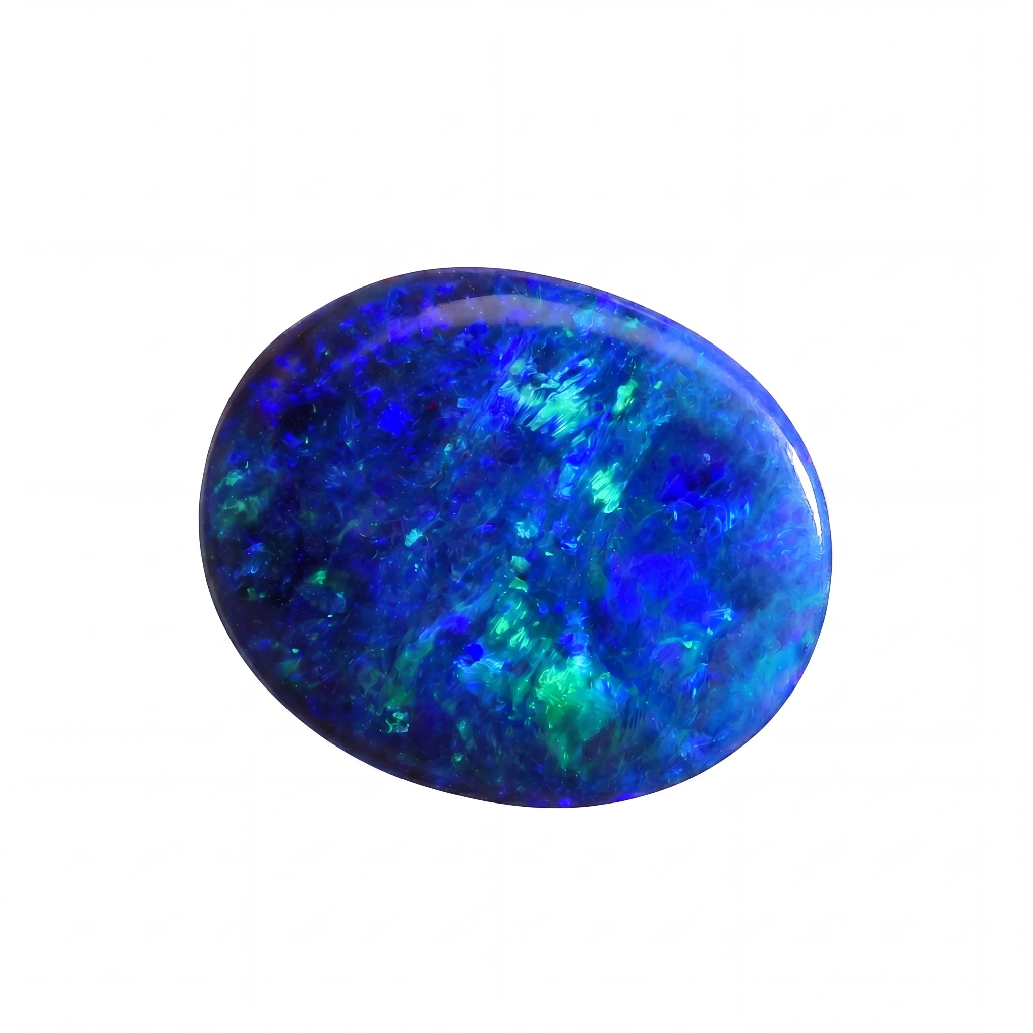 Blue and green opal stone on a white background