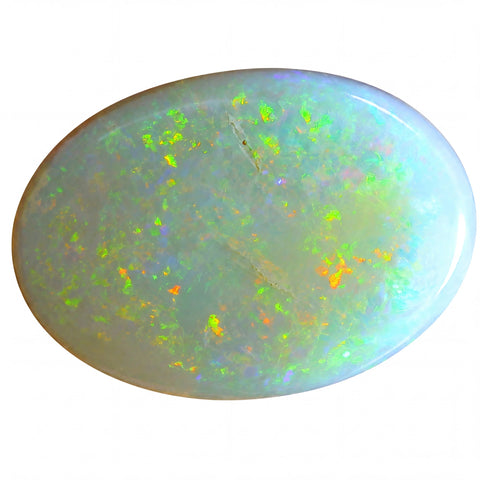 Multicoloured opal stone on a white background