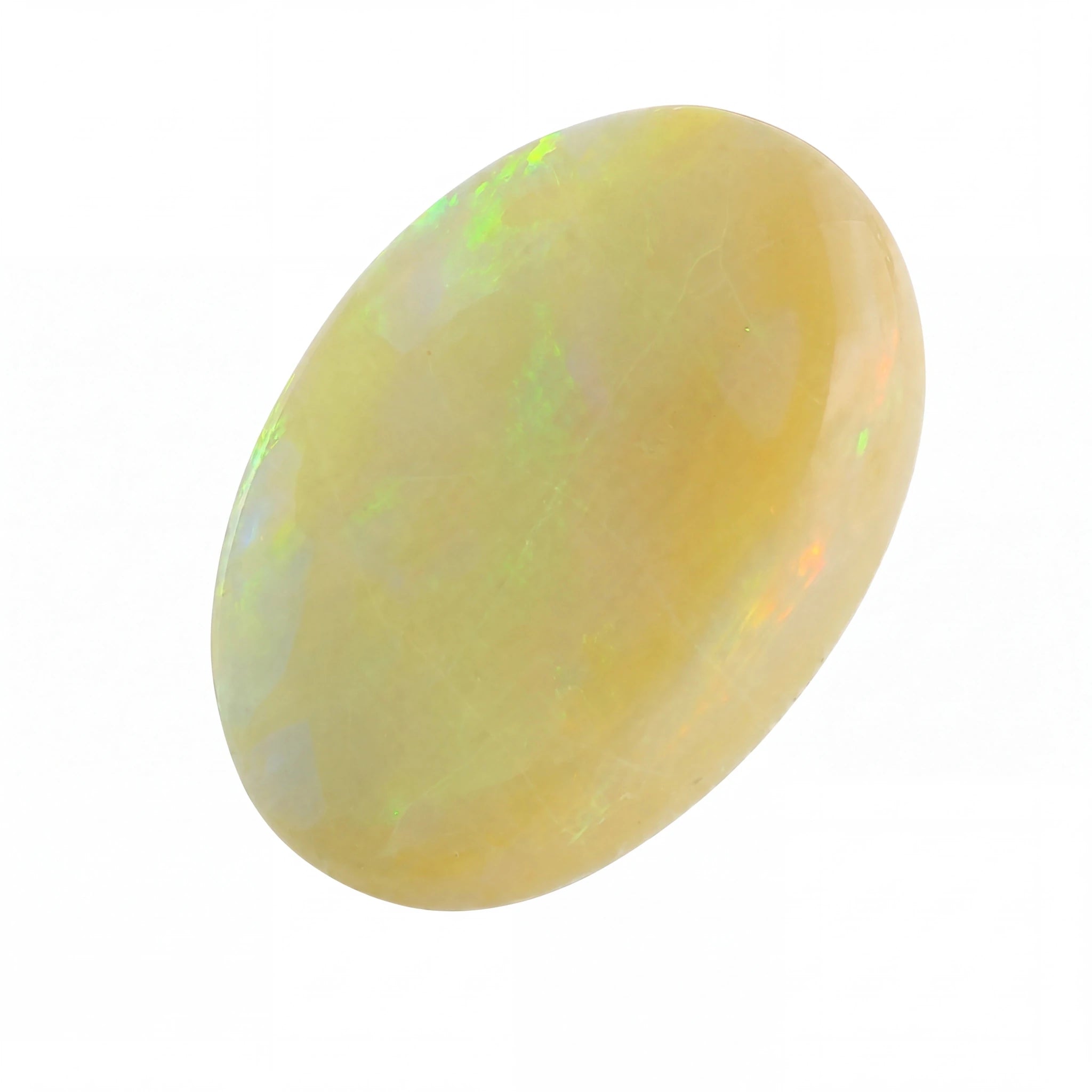 Yellow opal stone on a white background