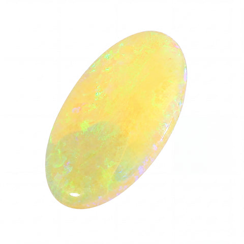 Opal stone with multicolour play on a white background