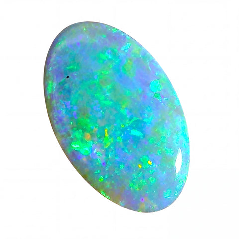 Multicoloured opal stone on a white background