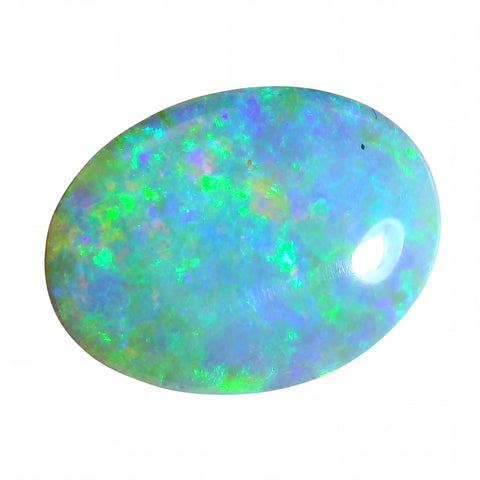 Multicoloured opal stone on a white background