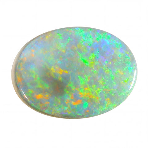 Multicoloured opal stone on a white background