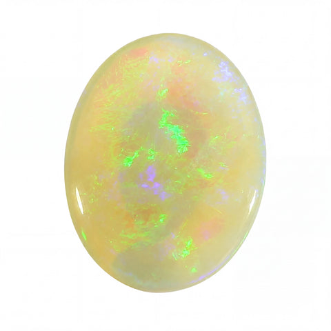 Opal stone with colourful interior on a white background