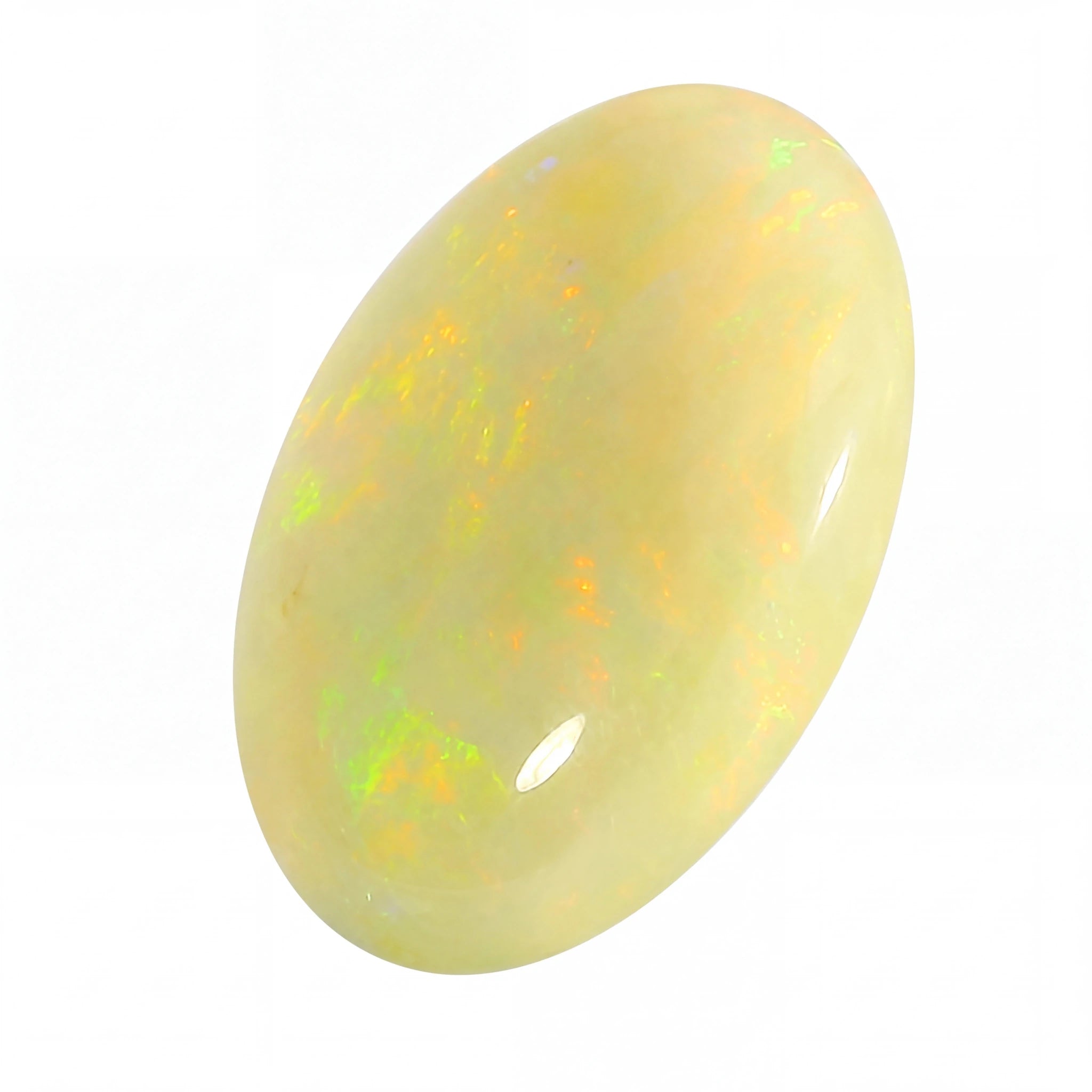 Yellow opal stone on a white background