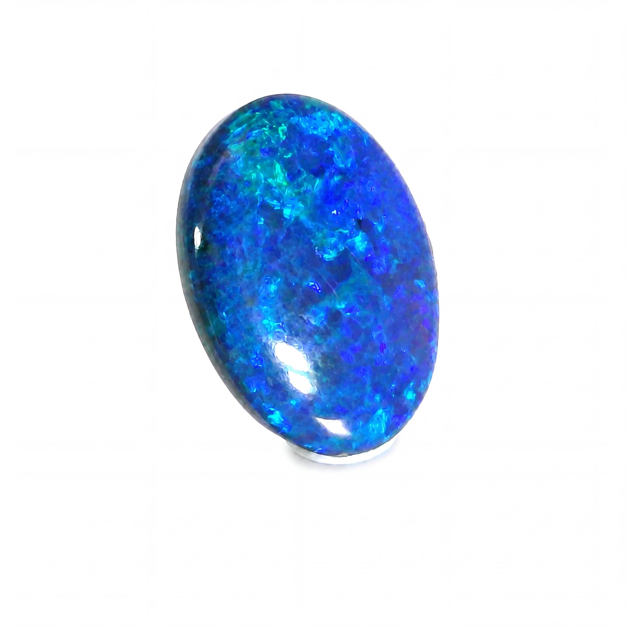 Blue opal stone on a white background