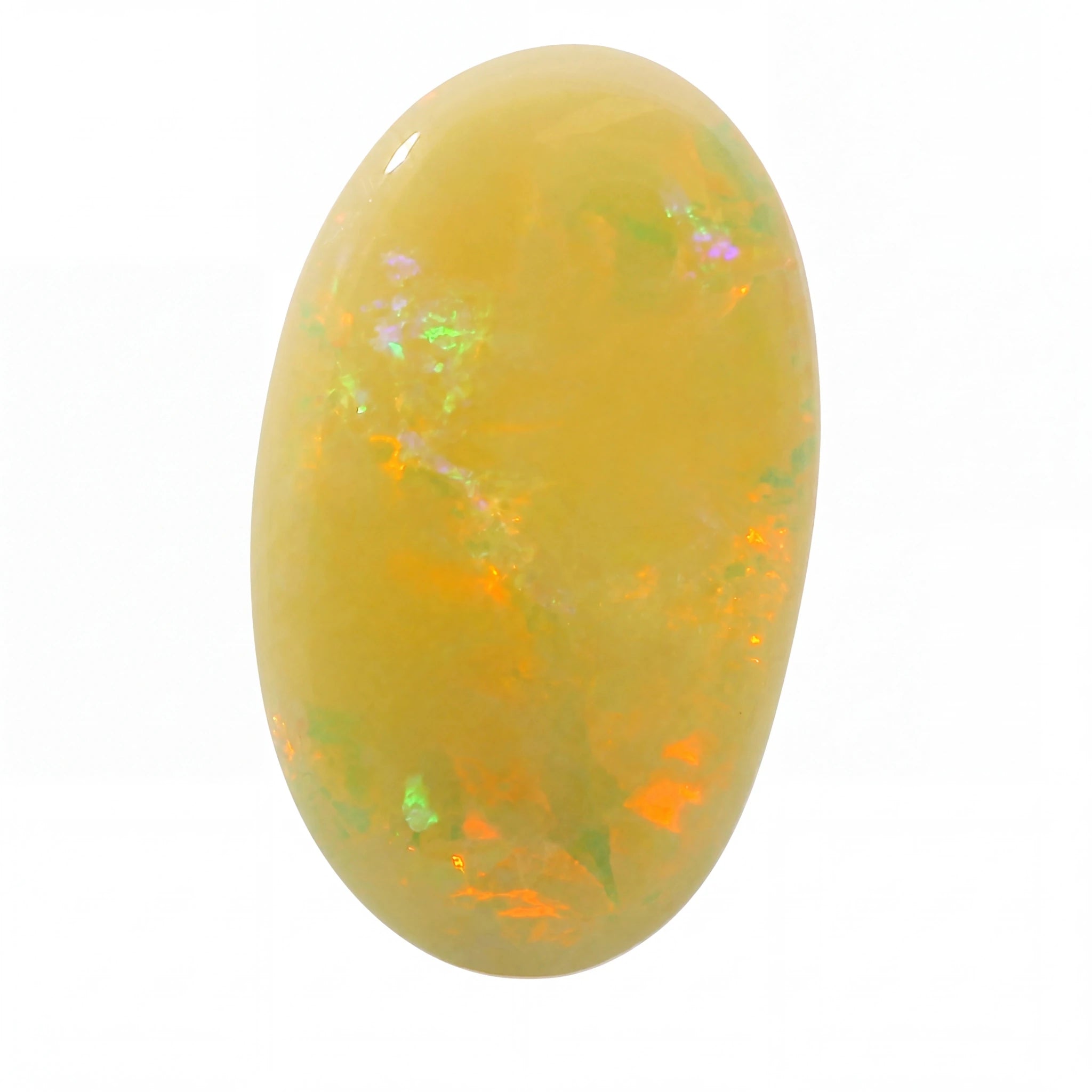 Yellow opal stone on a white background
