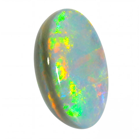 Colourful opal stone on a white background