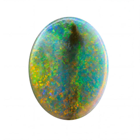 Multicoloured opal stone on a white background