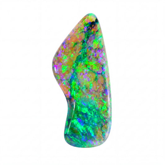 Multicoloured opal stone on a white background