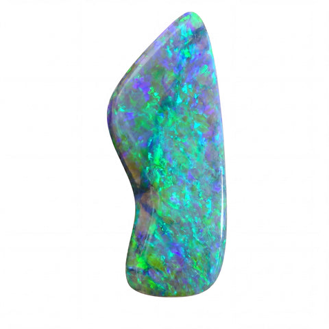 Multicoloured opal stone on a white background