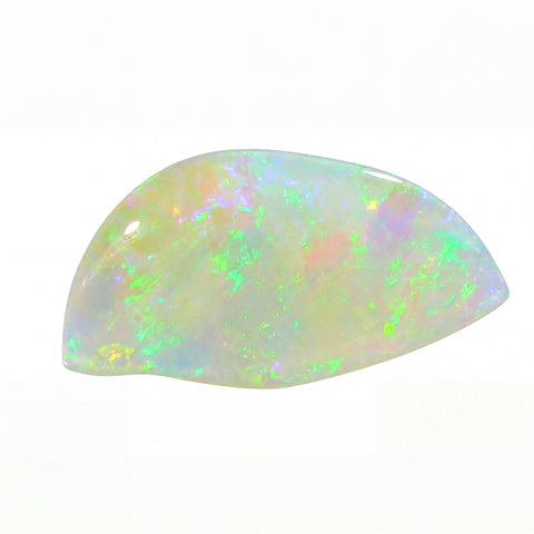 Multicoloured opal stone on a white background