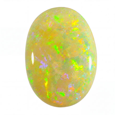 Colourful opal stone on a white background