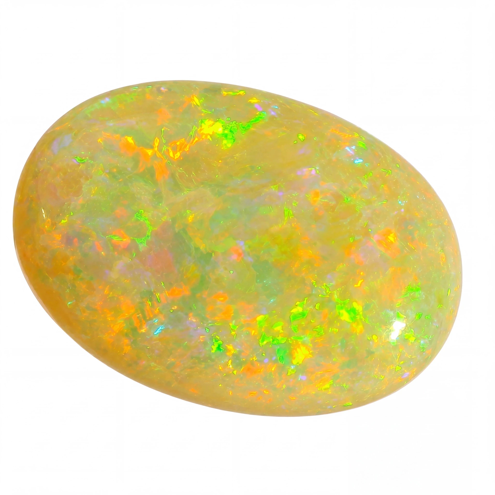 Colourful opal stone on a white background
