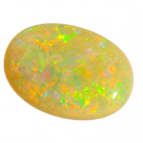 Colourful opal stone on a white background
