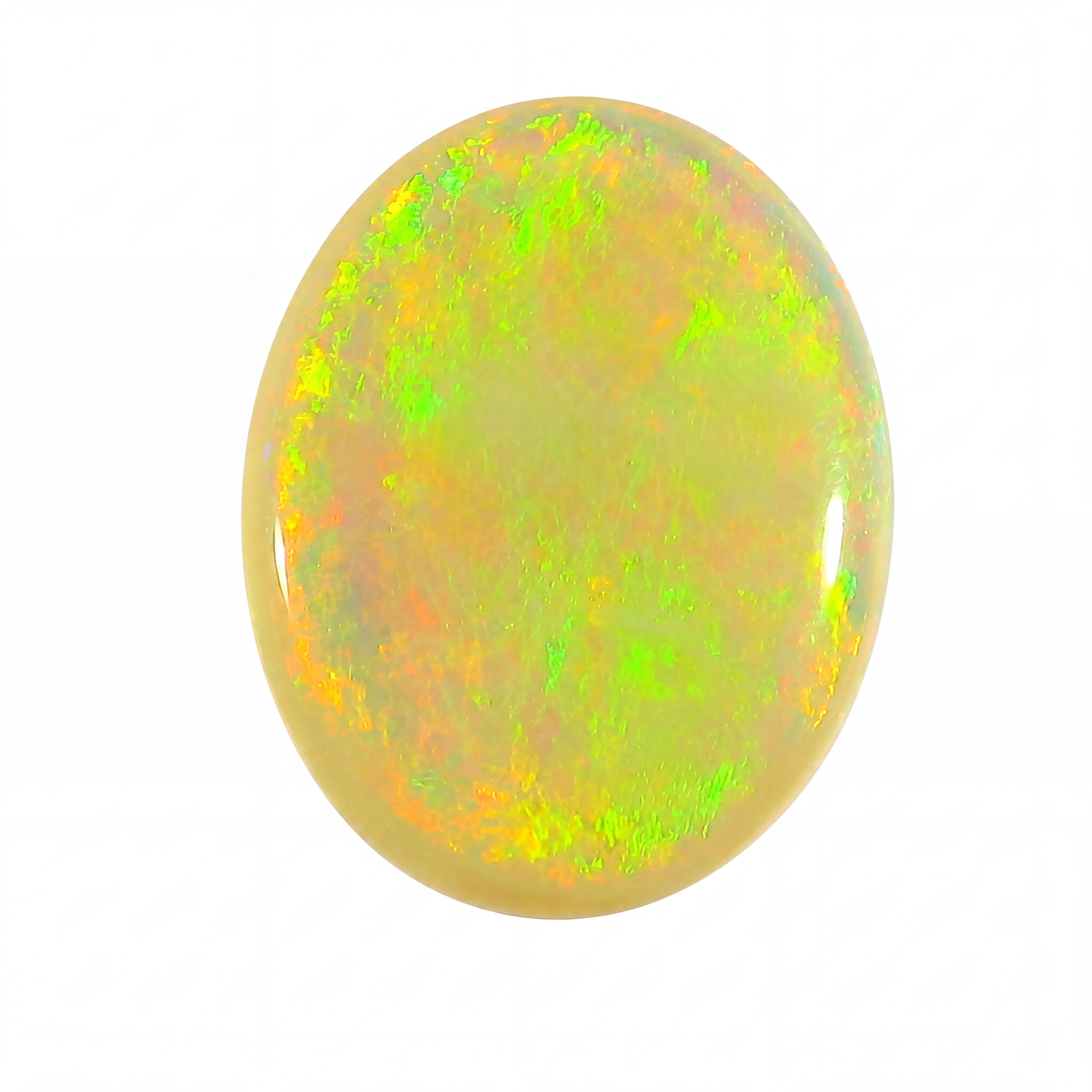 Colourful opal stone on a white background