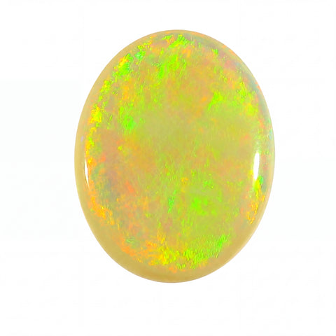 Colourful opal stone on a white background