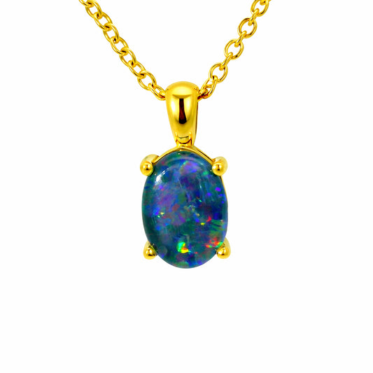 Triplet Opal Pendant set in Gold Plated Stainless Steel