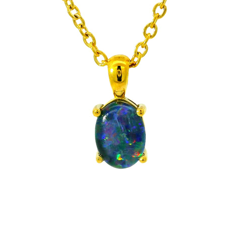 Triplet Opal Pendant set in Gold Plated Stainless Steel