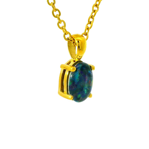 Triplet Opal Pendant set in Gold Plated Stainless Steel