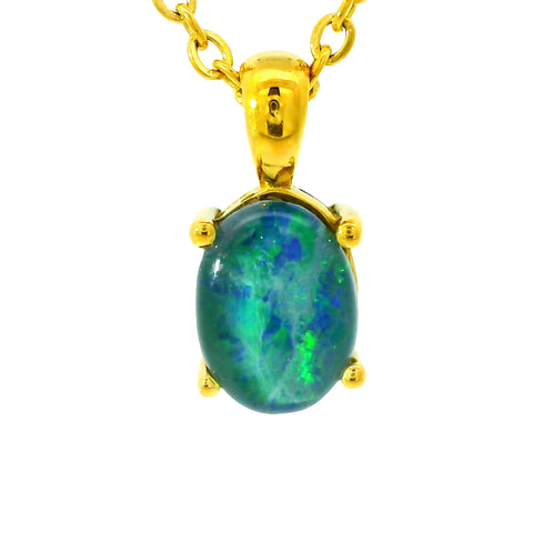 Triplet Opal Pendant set in Gold Plated Stainless Steel